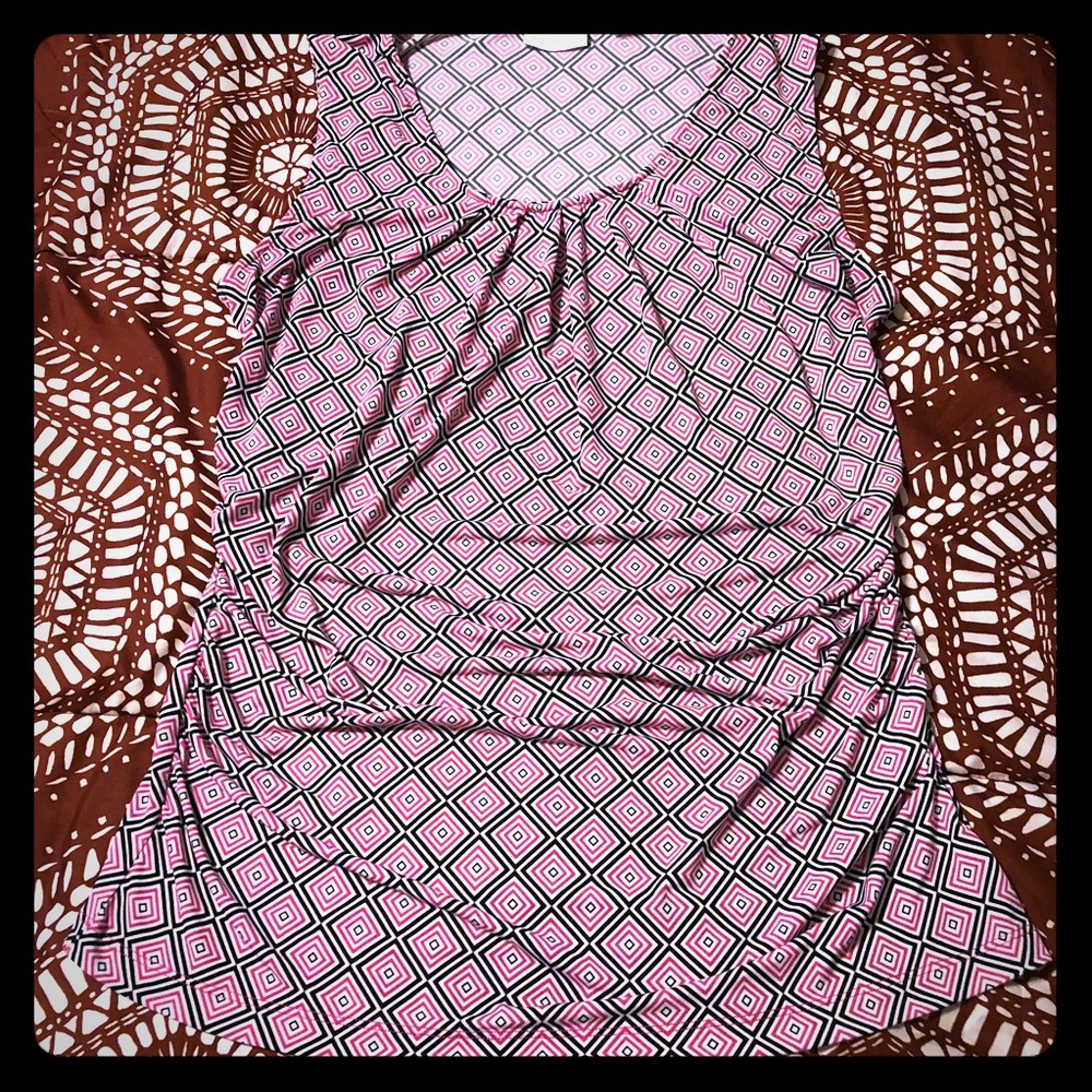 $3/15! NY&Co Pink & Black Geometric Print Tank XL